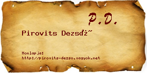 Pirovits Dezső névjegykártya